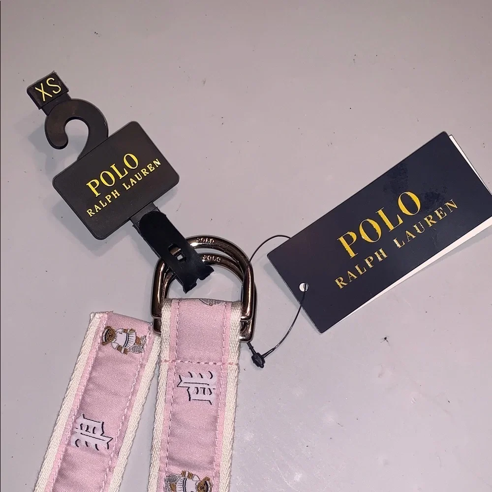 Polo Bear Ralph Lauren Pink Kids Tennis Ribbon Loop Belt XS